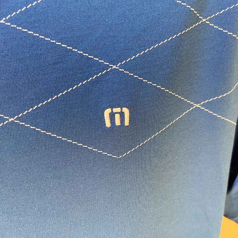 ⛳ TravisMathew Men’s Blue Golf Polo Shirt White Trim Short Sleeve Size M 🧵